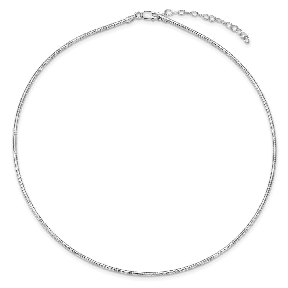 Sterlingsilber Rhodiniert 2mm Rund mit 2 Zoll Verlängerung Cubetto