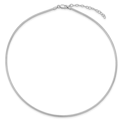 Sterlingsilber Rhodiniert 2mm Rund mit 2 Zoll Verlängerung Cubetto