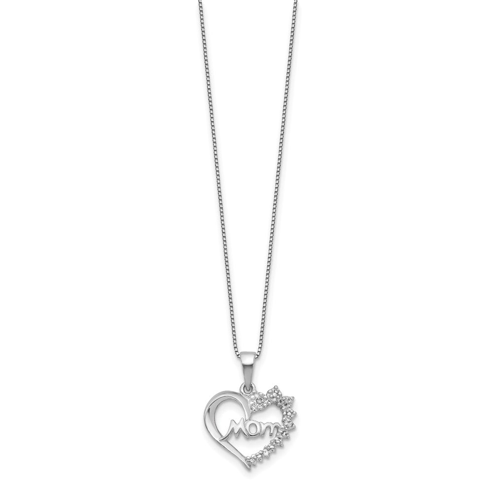 Sterlingsilber Rhodiniert Diamant Mama Halskette