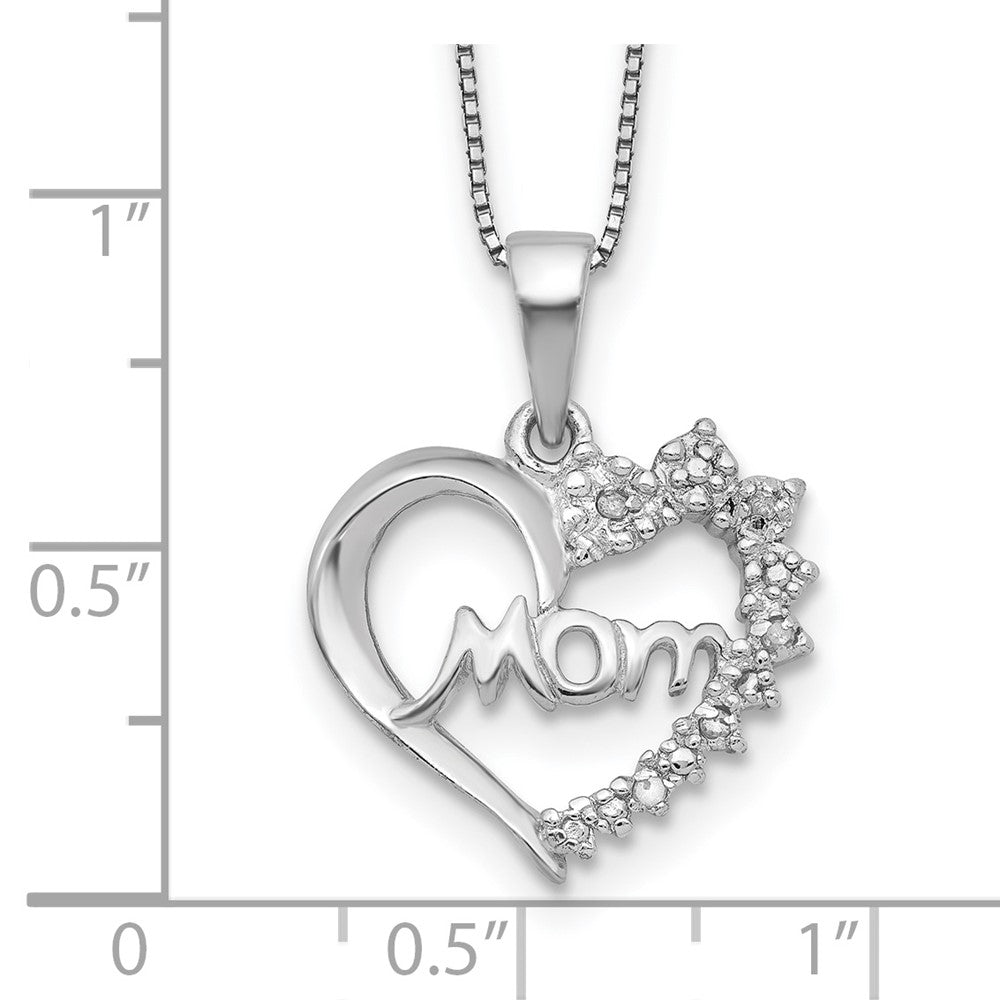 Sterlingsilber Rhodiniert Diamant Mama Halskette