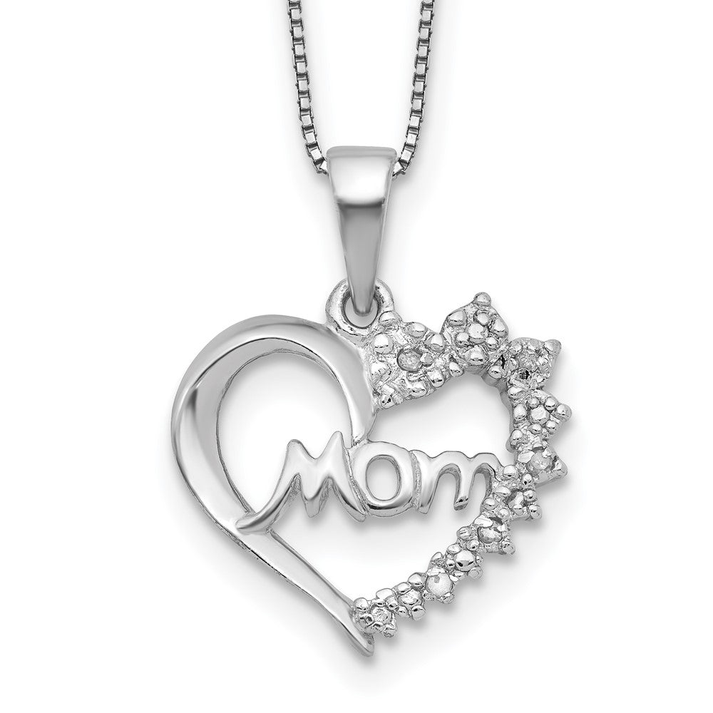 Sterlingsilber Rhodiniert Diamant Mama Halskette