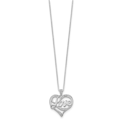Sterlingsilber Rhodiniert Diamant. Liebe Halskette