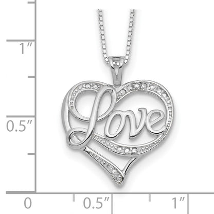Sterlingsilber Rhodiniert Diamant. Liebe Halskette