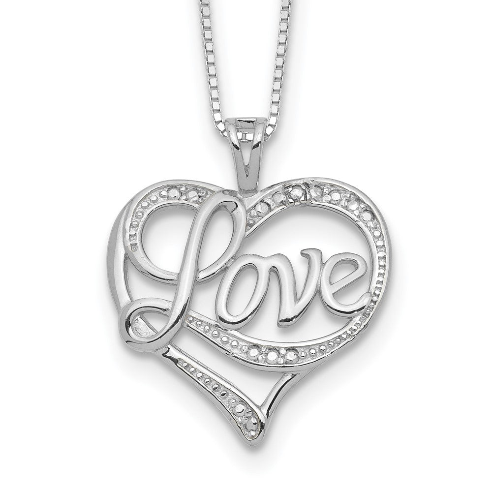 Sterlingsilber Rhodiniert Diamant. Liebe Halskette