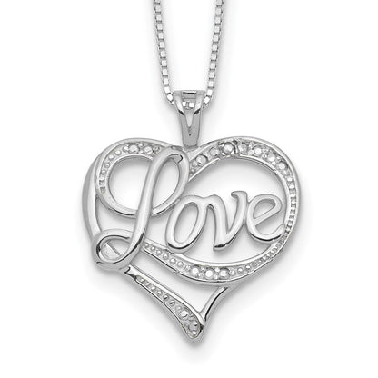Sterlingsilber Rhodiniert Diamant. Liebe Halskette