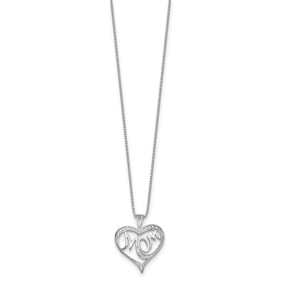 Sterlingsilber Rhodiniert Diamant. Mama Halskette
