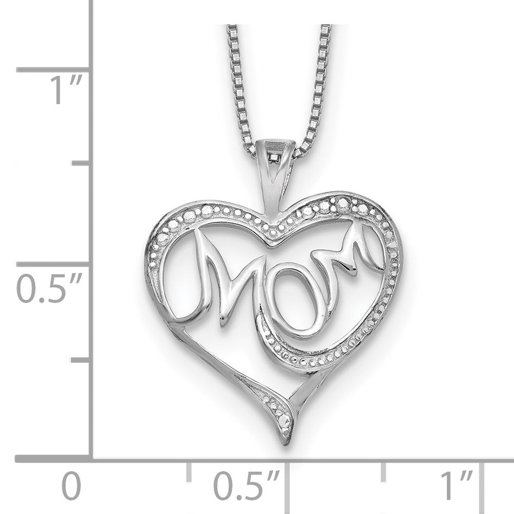 Sterlingsilber Rhodiniert Diamant. Mama Halskette