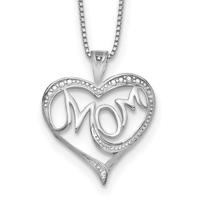 Sterlingsilber Rhodiniert Diamant. Mama Halskette