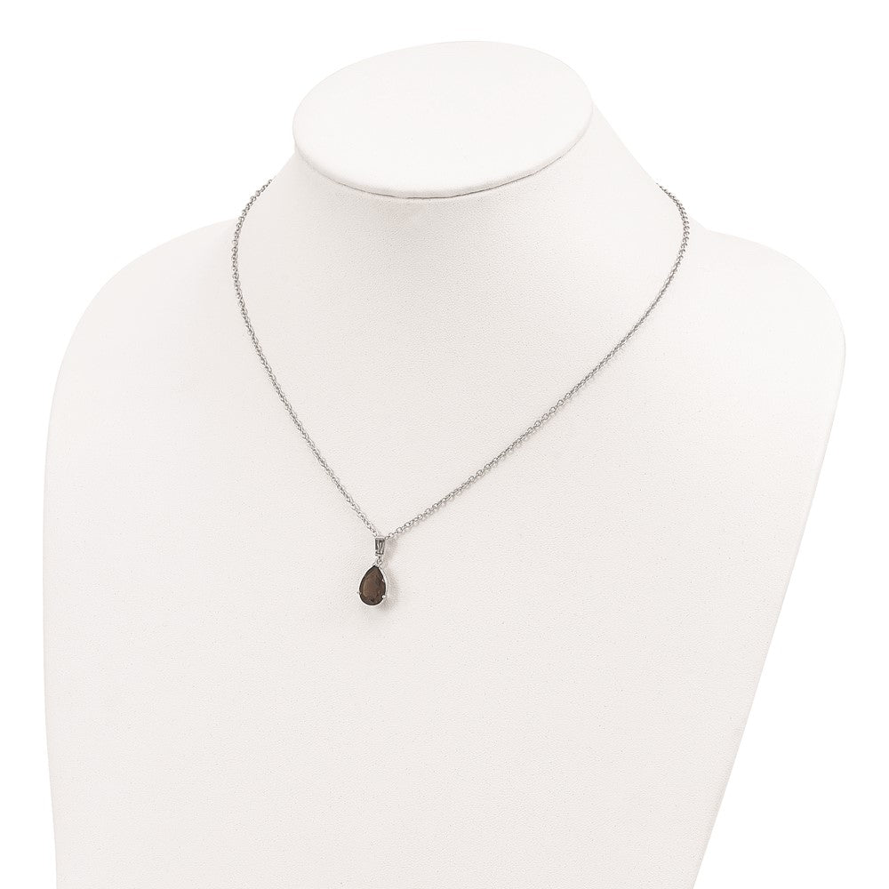 Sterlingsilber Brillant Gemstones mit 14K Akzente Rhodiniert Rauch Quarz und Citrin Halskette