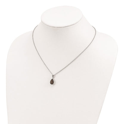 Sterlingsilber Brillant Gemstones mit 14K Akzente Rhodiniert Rauch Quarz und Citrin Halskette