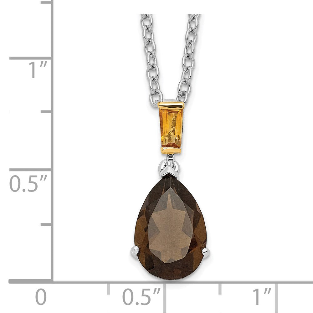 Sterlingsilber Brillant Gemstones mit 14K Akzente Rhodiniert Rauch Quarz und Citrin Halskette