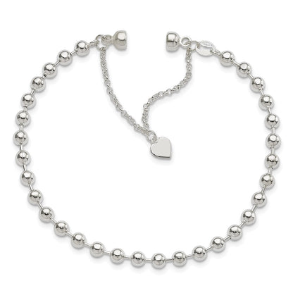 Sterlingsilber Poliert 4mm Gekugelt Dangling Herz 7.5 Zoll Charm Armband mit Magnetic Verschluss