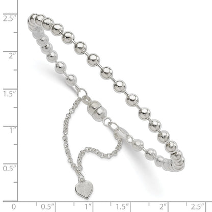 Sterlingsilber Poliert 4mm Gekugelt Dangling Herz 7.5 Zoll Charm Armband mit Magnetic Verschluss