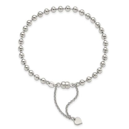 Sterlingsilber Amore La Vita Rhodiniert Poliert 4mm Gekugelt Dangling Herz 7.5 Zoll Charm Armband mit Magnetic Verschluss