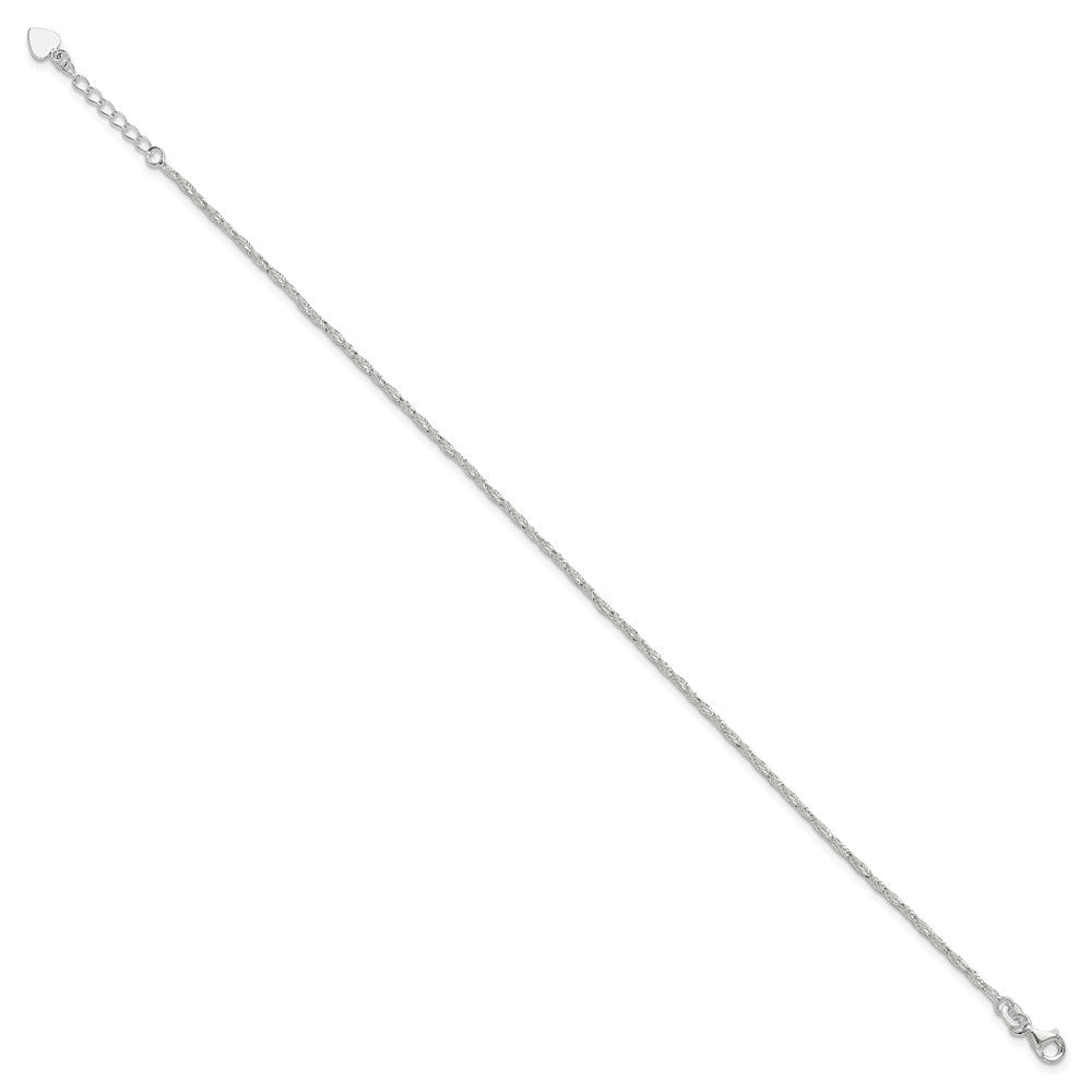 Sterlingsilber Poliert 9 Zoll Plus 1 Zoll Verlängerung. Fußkettchen