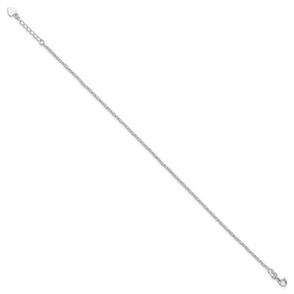 Sterlingsilber Poliert 9 Zoll Plus 1 Zoll Verlängerung. Fußkettchen
