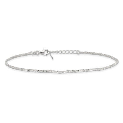 Sterlingsilber Poliert 9 Zoll Plus 1 Zoll Verlängerung. Fußkettchen