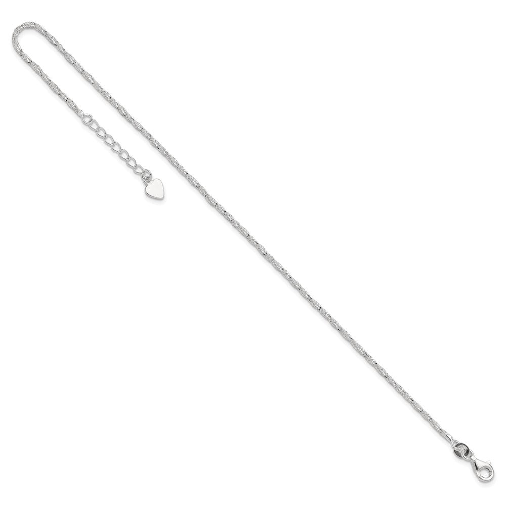 Sterlingsilber Poliert 9 Zoll Plus 1 Zoll Verlängerung. Fußkettchen