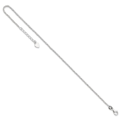Sterlingsilber Poliert 9 Zoll Plus 1 Zoll Verlängerung. Fußkettchen