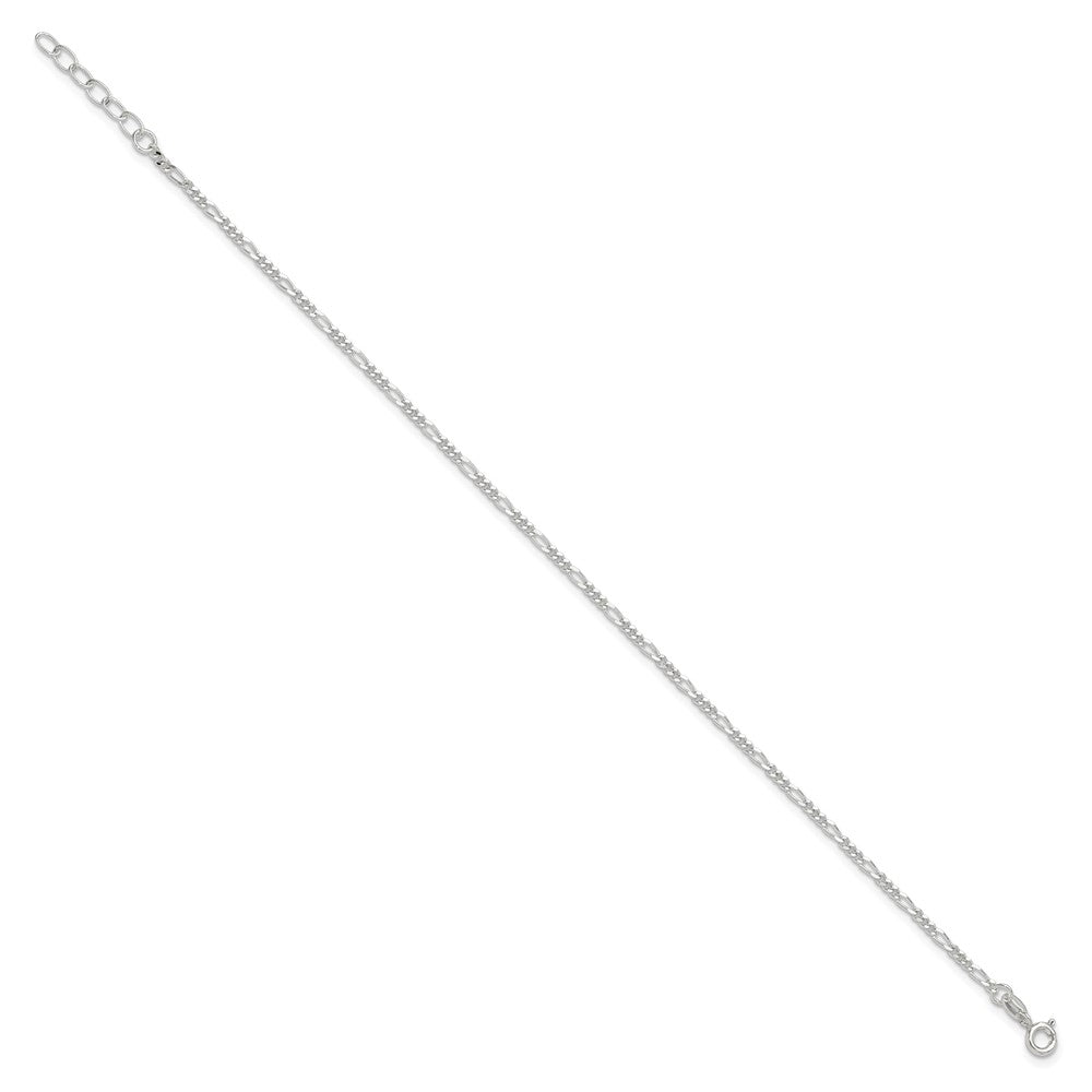 Sterlingsilber Diamantiert Poliert Figaro 9 Zoll Plus 1 Zoll Verlängerung. Fußkettchen