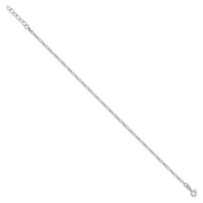 Sterlingsilber Diamantiert Poliert Figaro 9 Zoll Plus 1 Zoll Verlängerung. Fußkettchen