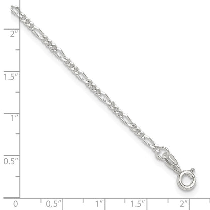 Sterlingsilber Diamantiert Poliert Figaro 9 Zoll Plus 1 Zoll Verlängerung. Fußkettchen
