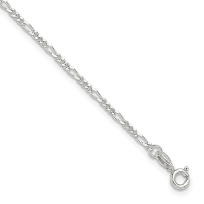 Sterlingsilber Diamantiert Poliert Figaro 9 Zoll Plus 1 Zoll Verlängerung. Fußkettchen