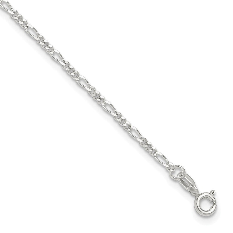 Sterlingsilber Diamantiert Poliert Figaro 9 Zoll Plus 1 Zoll Verlängerung. Fußkettchen