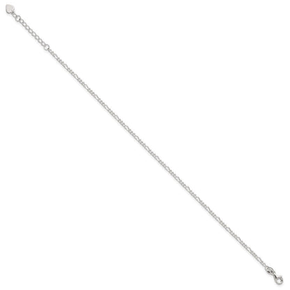 Sterlingsilber Diamantiert Poliert Figaro 9 Zoll Plus 1 Zoll Verlängerung. Fußkettchen