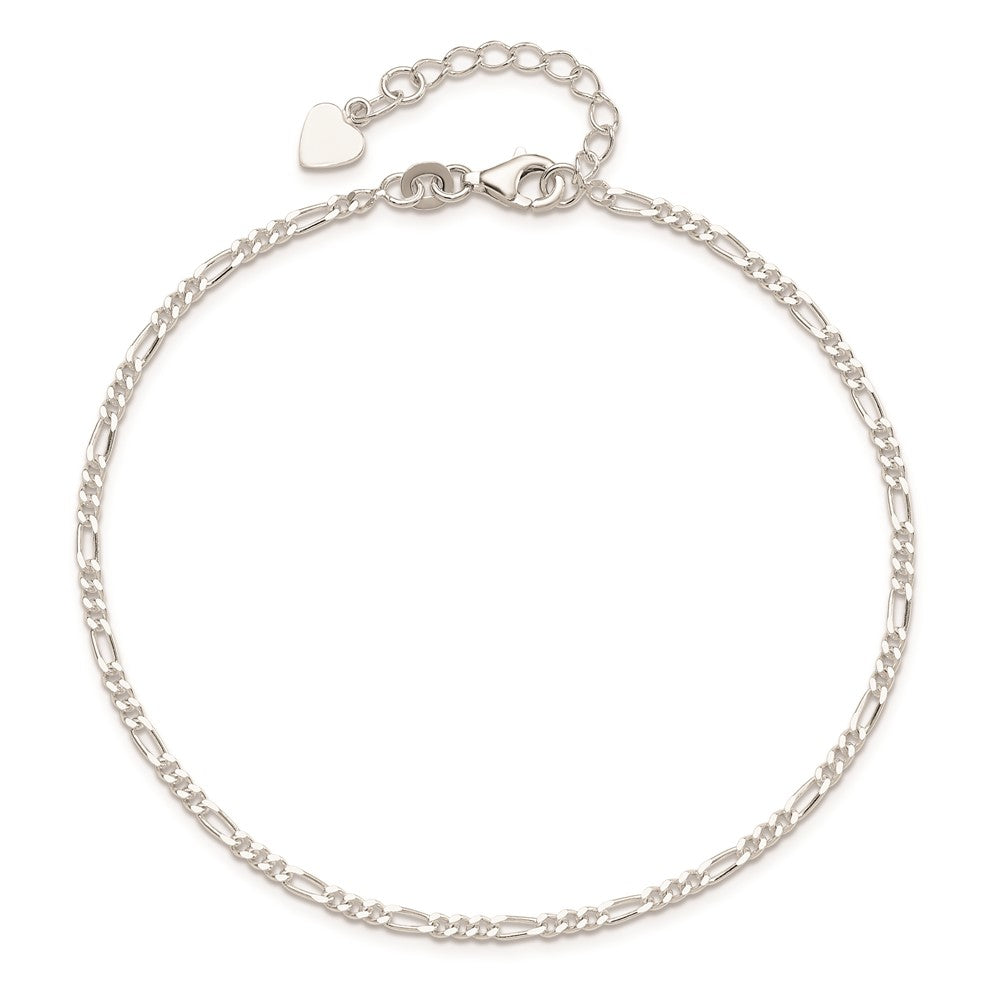 Sterlingsilber Diamantiert Poliert Figaro 9 Zoll Plus 1 Zoll Verlängerung. Fußkettchen