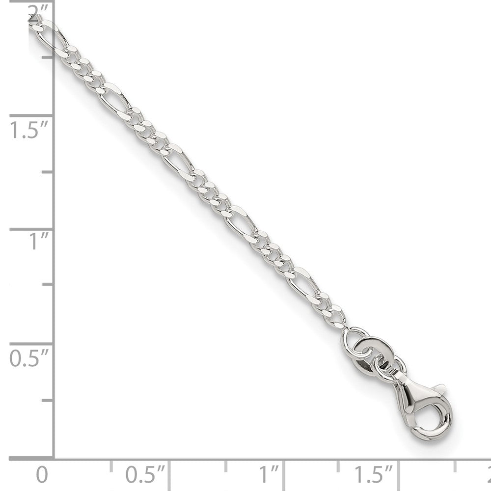 Sterlingsilber Diamantiert Poliert Figaro 9 Zoll Plus 1 Zoll Verlängerung. Fußkettchen