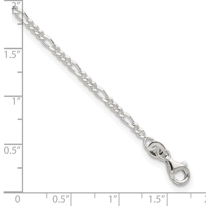 Sterlingsilber Diamantiert Poliert Figaro 9 Zoll Plus 1 Zoll Verlängerung. Fußkettchen