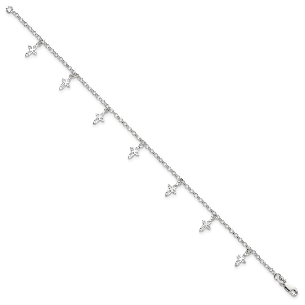 Sterlingsilber 9 in Kreuz Fußkettchen