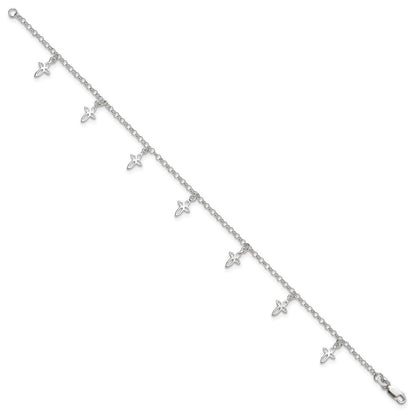 Sterlingsilber 9 in Kreuz Fußkettchen