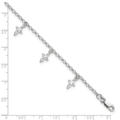 Sterlingsilber 9 in Kreuz Fußkettchen