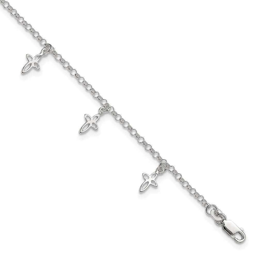 Sterlingsilber 9 in Kreuz Fußkettchen