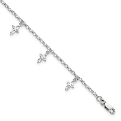 Sterlingsilber 9 in Kreuz Fußkettchen