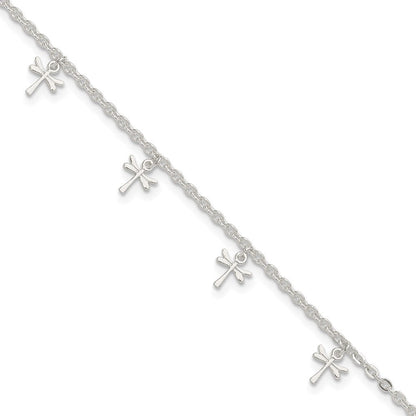 Sterlingsilber Poliert Libelle 9 Zoll Plus 1 Zoll Verlängerung. Fußkettchen