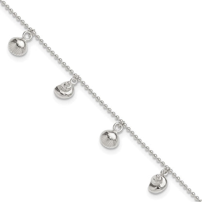 Sterlingsilber Meer Muschel 8 Zoll Plus 1 Zoll Verlängerung. Fußkettchen
