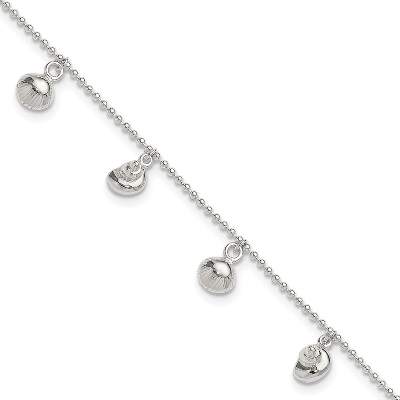 Sterlingsilber Meer Muschel 8 Zoll Plus 1 Zoll Verlängerung. Fußkettchen