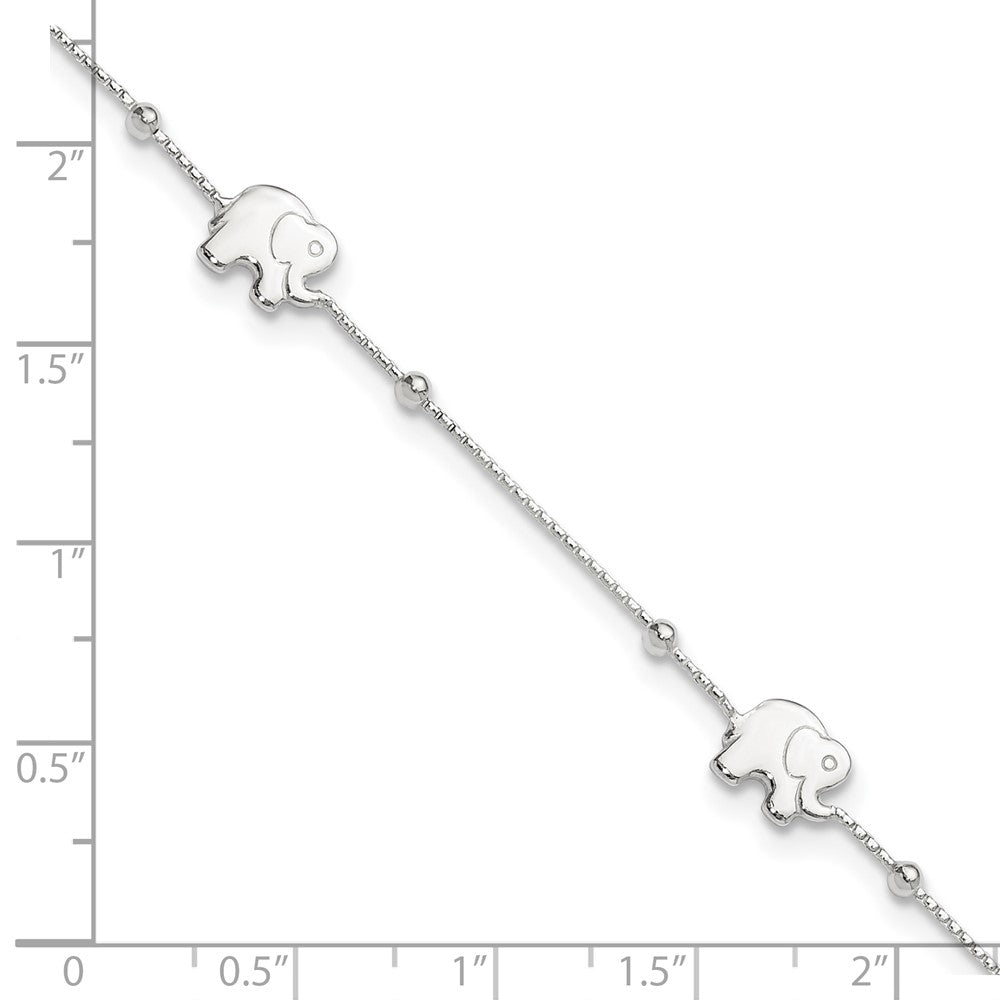 Sterlingsilber Poliert Elefant 9 Zoll Plus 2 Zoll Verlängerung. Fußkettchen