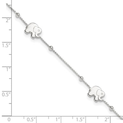 Sterlingsilber Poliert Elefant 9 Zoll Plus 2 Zoll Verlängerung. Fußkettchen