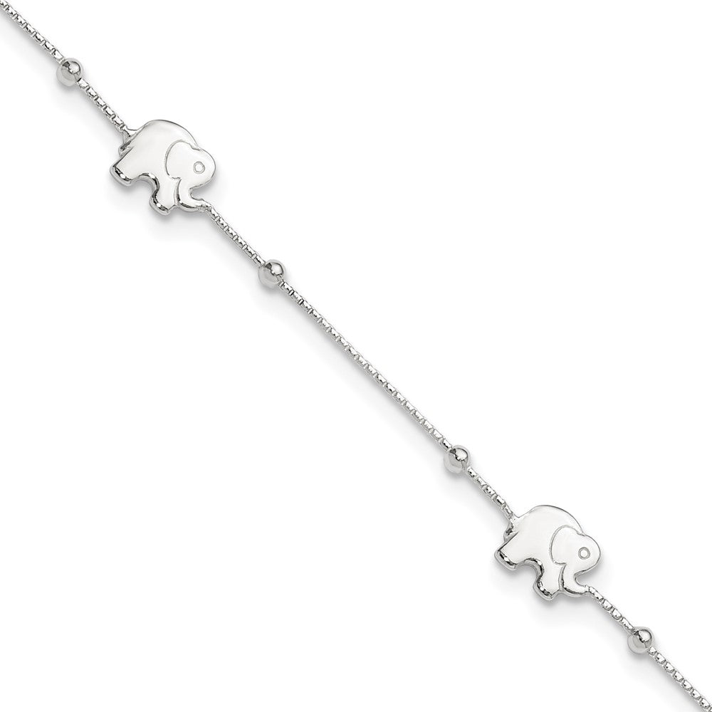 Sterlingsilber Poliert Elefant 9 Zoll Plus 2 Zoll Verlängerung. Fußkettchen