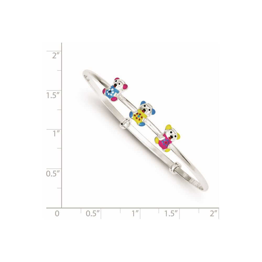 Sterlingsilber Mehrfarbig Emaille Teddy Bär Verstellbar Kinder Armreif