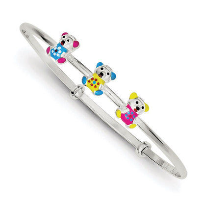 Sterlingsilber Mehrfarbig Emaille Teddy Bär Verstellbar Kinder Armreif