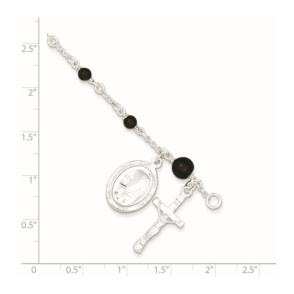 6 Zoll Sterlingsilber Poliert Rhodolith Granat Kinder Rosenkranz Armband