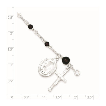 6 Zoll Sterlingsilber Poliert Rhodolith Granat Kinder Rosenkranz Armband