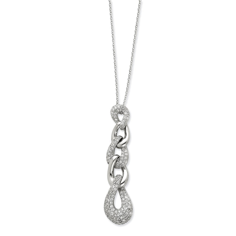 Sterlingsilber Interlocking und Alternating Zirkonia Ovals Halskette