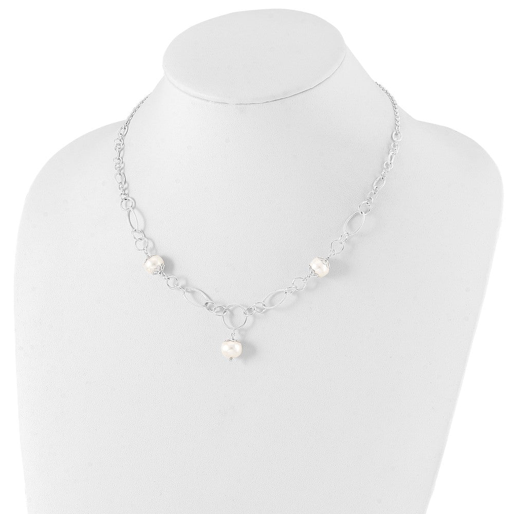 Sterlingsilber Poliert Fantasie Synthetisch Perle Tropfen Halskette