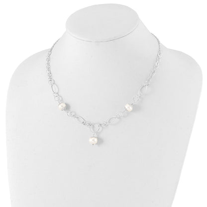 Sterlingsilber Poliert Fantasie Synthetisch Perle Tropfen Halskette